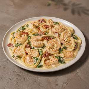 Creamy Garlic Tuscan Shrimp Pasta